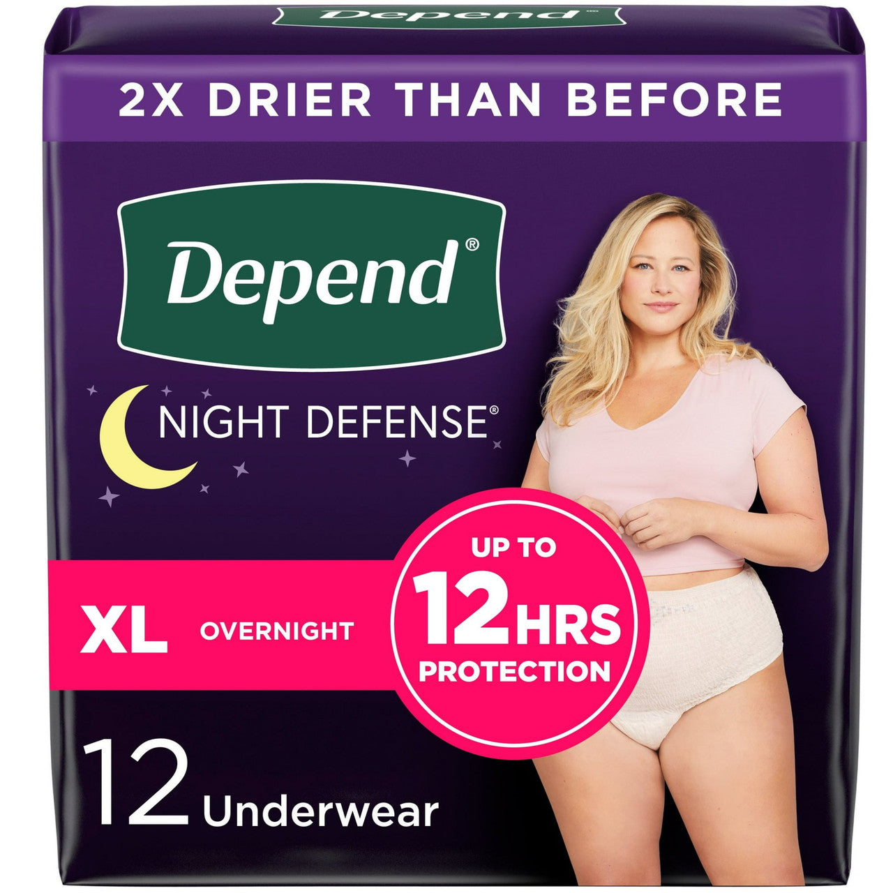 Depend Underwear For Women, Overnight Absorbency X-Large, 12 Ea